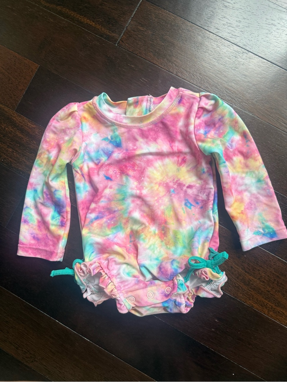 Posh Peanut Pink Tie-Dye Swimsuit (6-12 months).